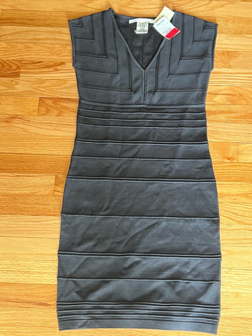 NWT Max Studio Black Bandage Dress V-Neck Bodycon Stretchy Little Black Dress